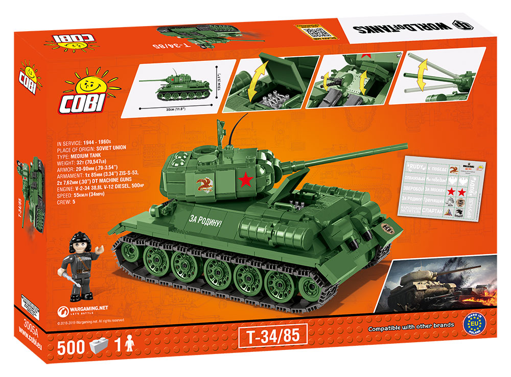 COBI Byggesæt World of Tanks T-34/85 - 500 klodser - Alle COBI ...