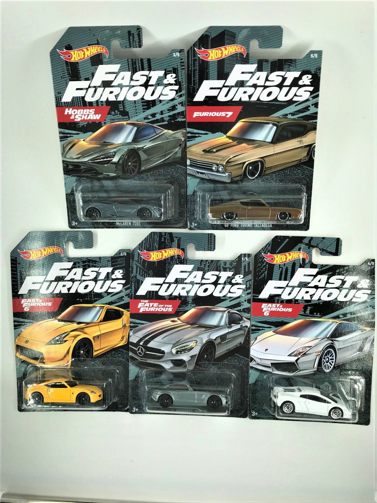 Hot Wheels 1:64 Fast & Furious - Complete Set of 5 Cars - 1:64 Diecast